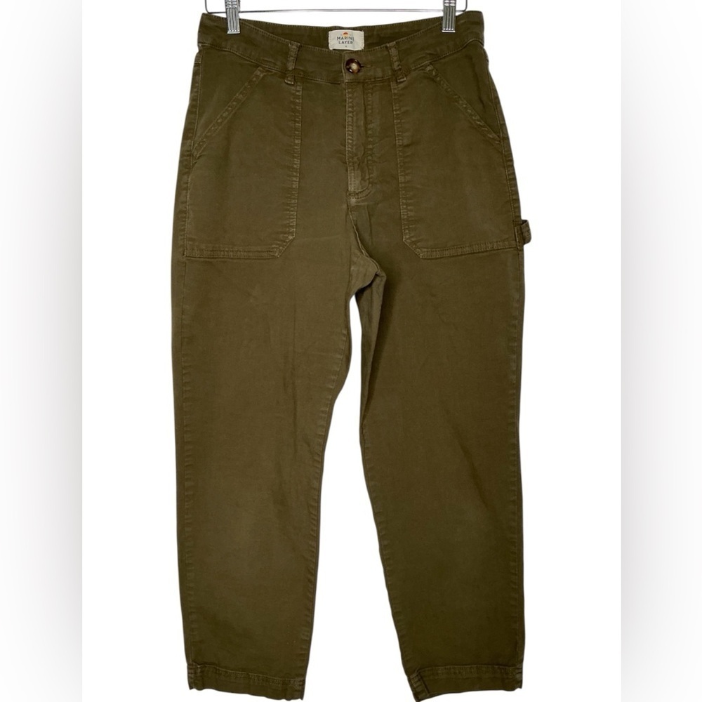 Marine Layer Cargo Pants Relaxed Fit Casual in Olive Green Size 10